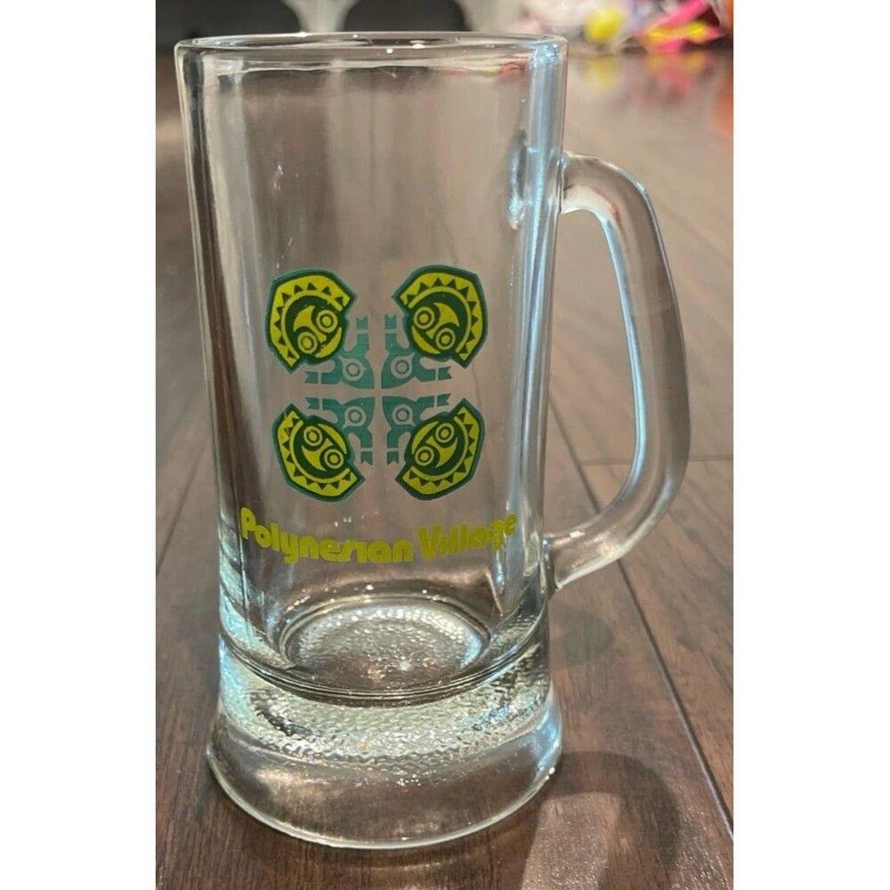 VTG Polynesian Village Disney World tall glass mug stein